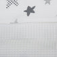 Pique Blanket - Double Side - White Honeycomb - Gray Star