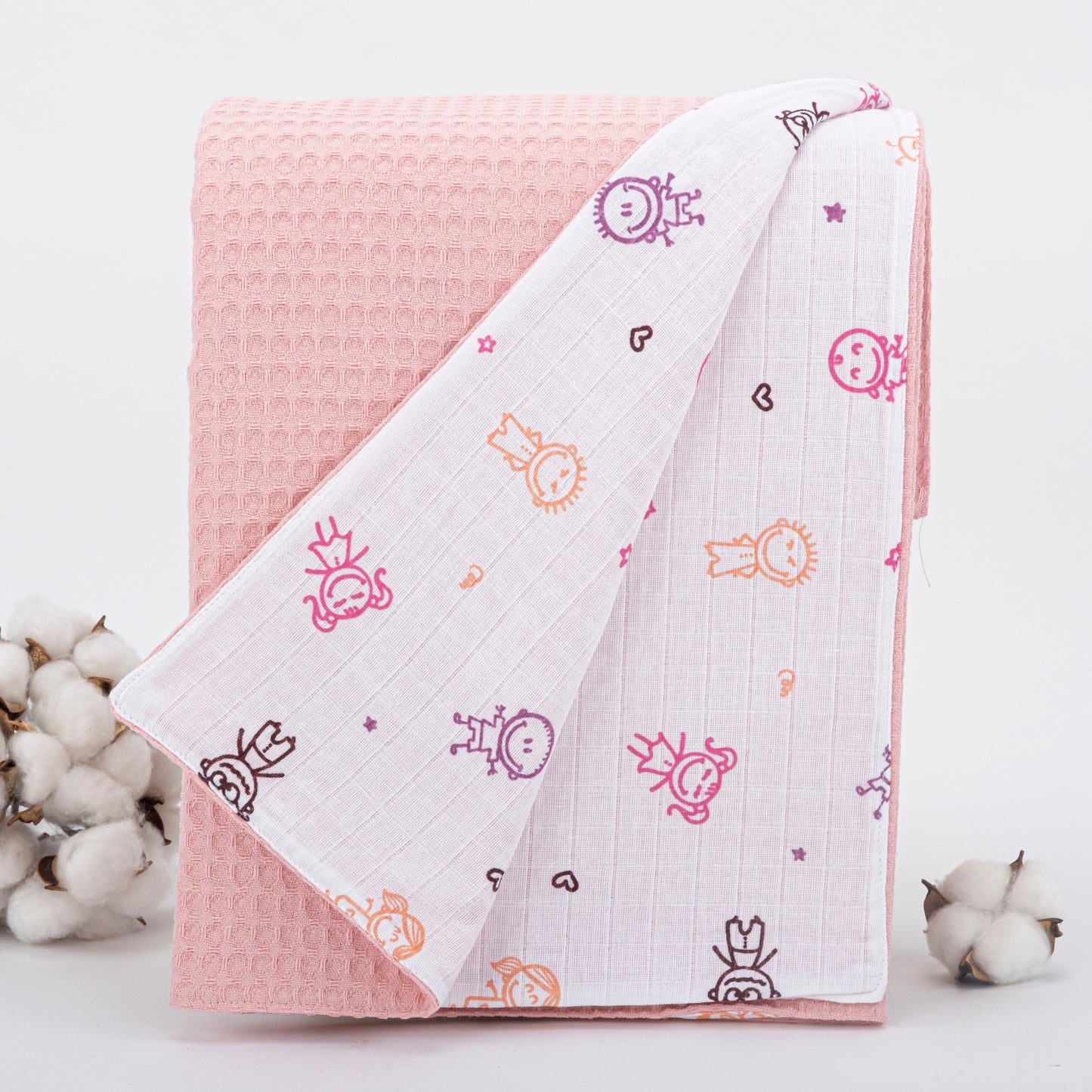 Pique Blanket - Double Side - Bebe Pink Honeycomb - Pink Stick Babies