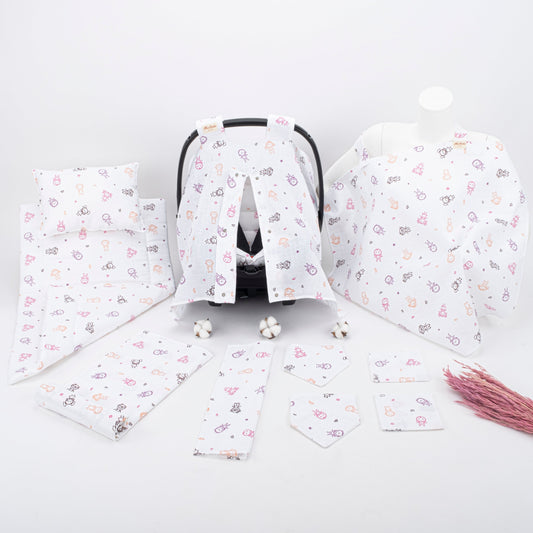 10 Pieces - Newborn Baby Sets - Summery Collection - Pink Stick Dolls