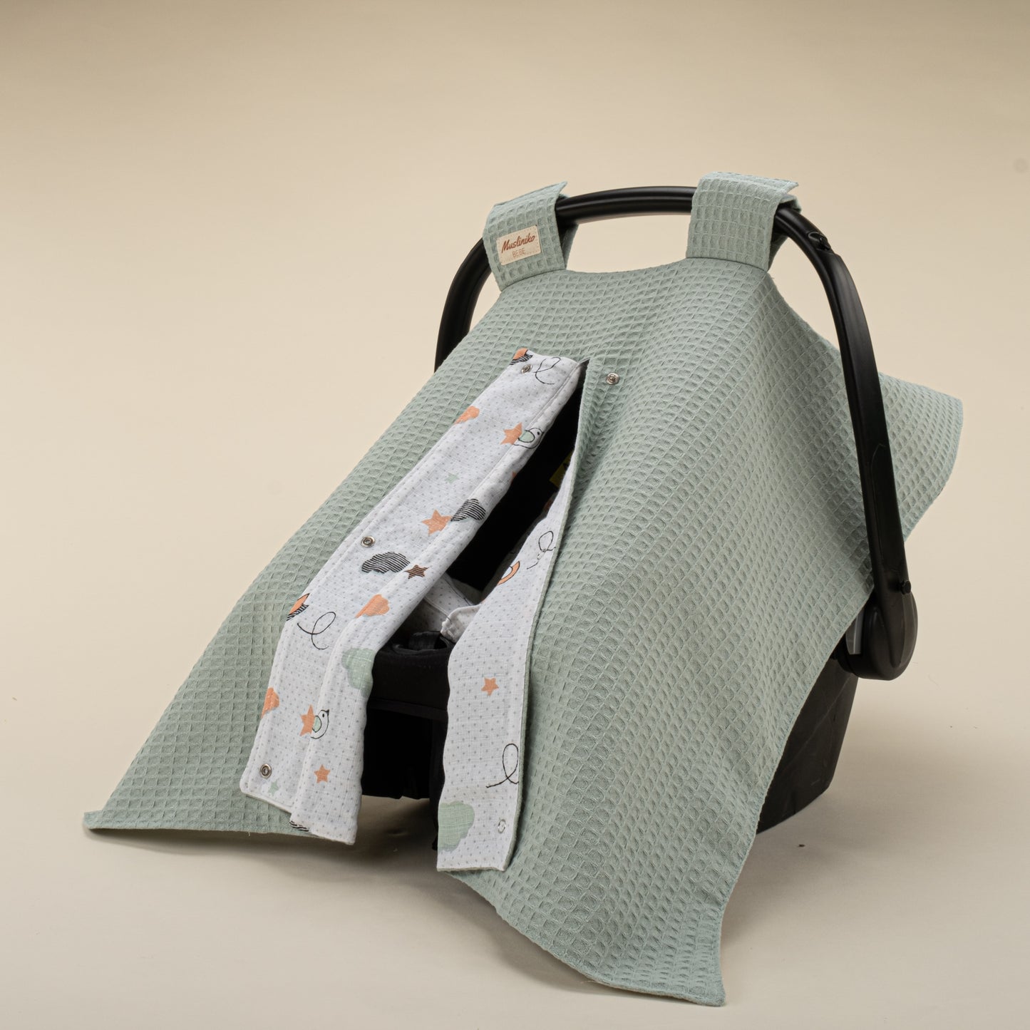 Stroller Cover Set - Double Side - Mint Honeycomb - Bird