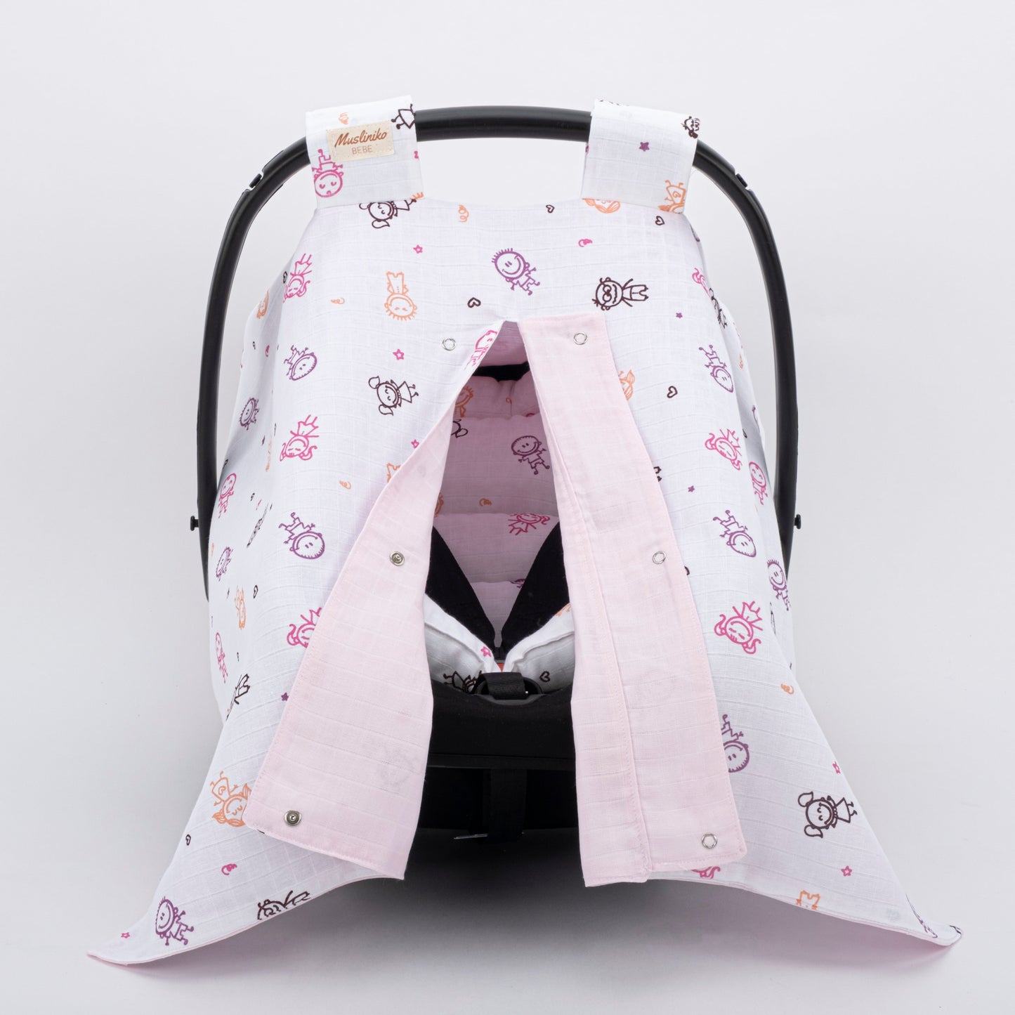 Stroller Cover Set - Double Side - Candy Pink Muslin - Pink Stick Babies