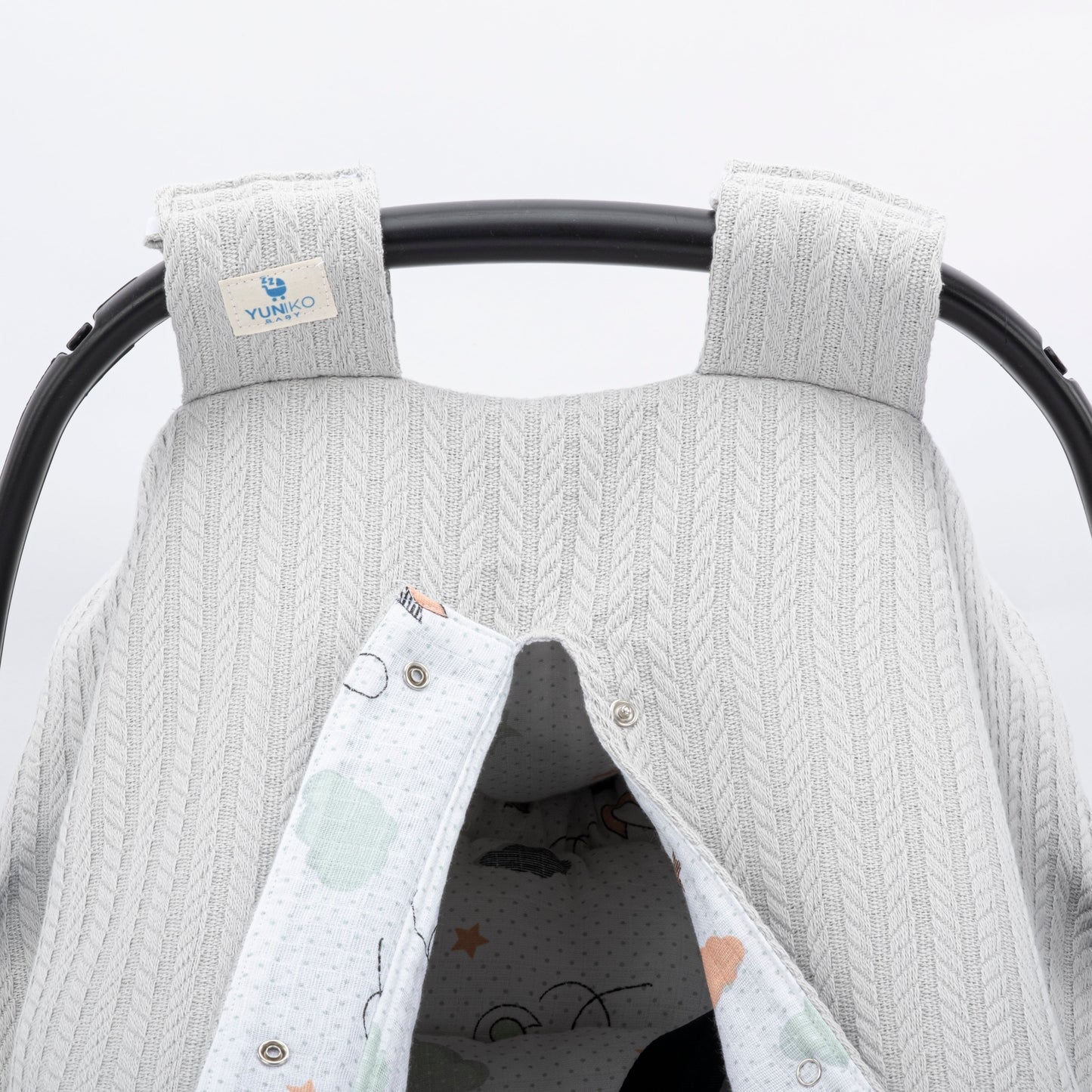 Stroller Cover Set - Double Side - Gray Knit - Birds