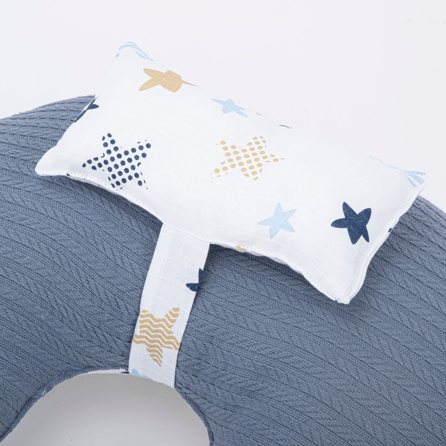 Breastfeeding Pillow - Indigo Knitted - Blue Star