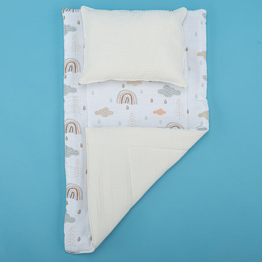 Double Side Changing Pad - Cream Waffles - Green Rainbow
