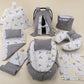 15 Piece Full Set - Newborn Sets - Dark Gray Knit - Gray Rabbit