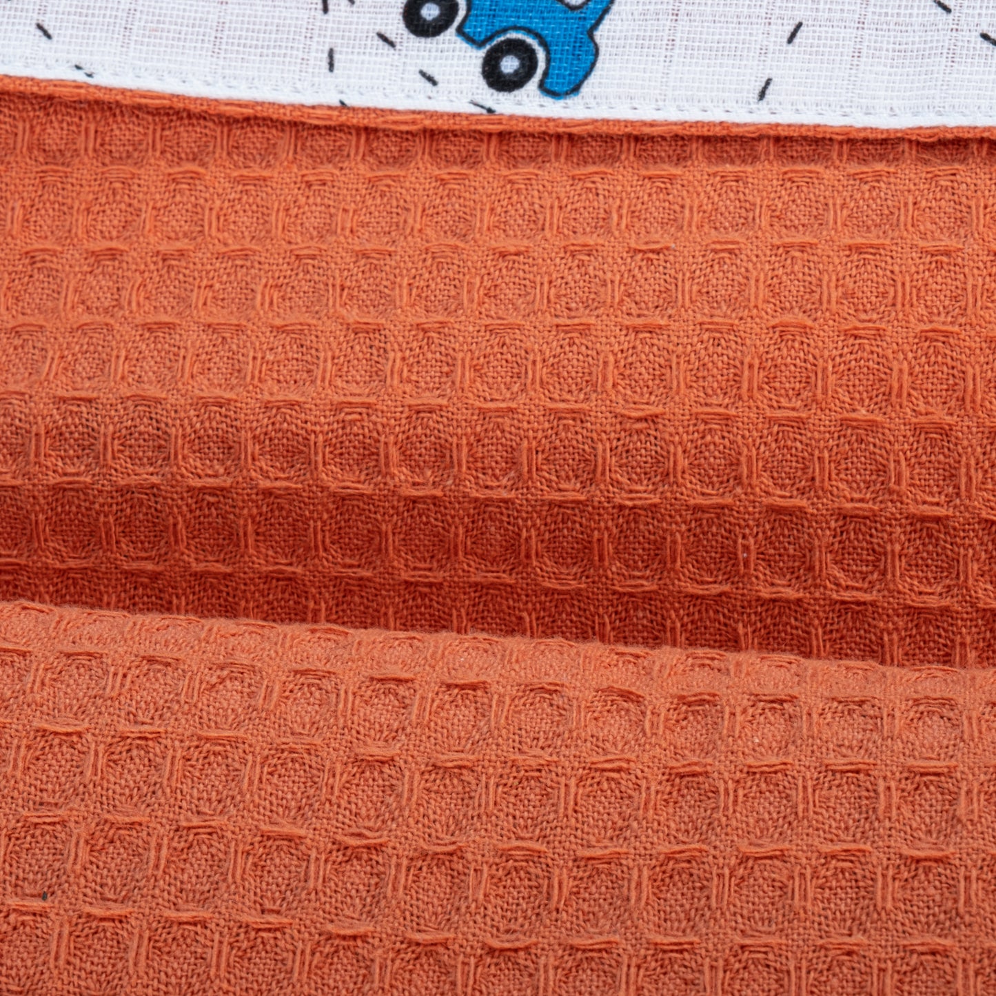 Pique Blanket - Double Side - Orange Honeycomb - Colorful Cars