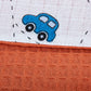 Pique Blanket - Double Side - Orange Honeycomb - Colorful Cars