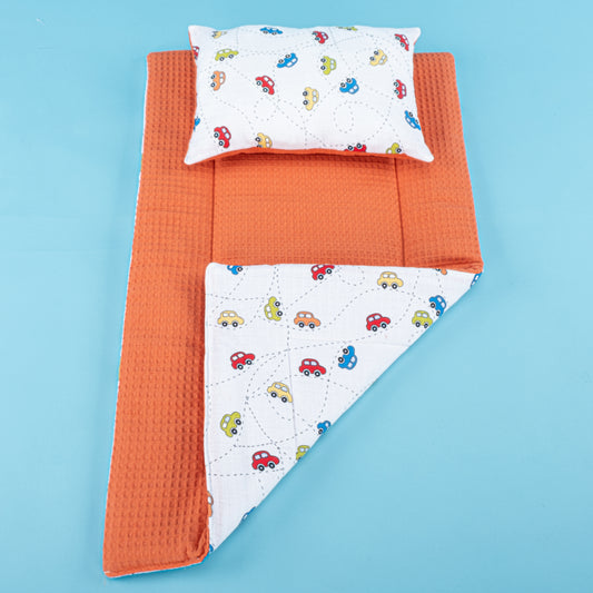 Double Side Changing Pad - Orange Honeycomb - Colorful Cars