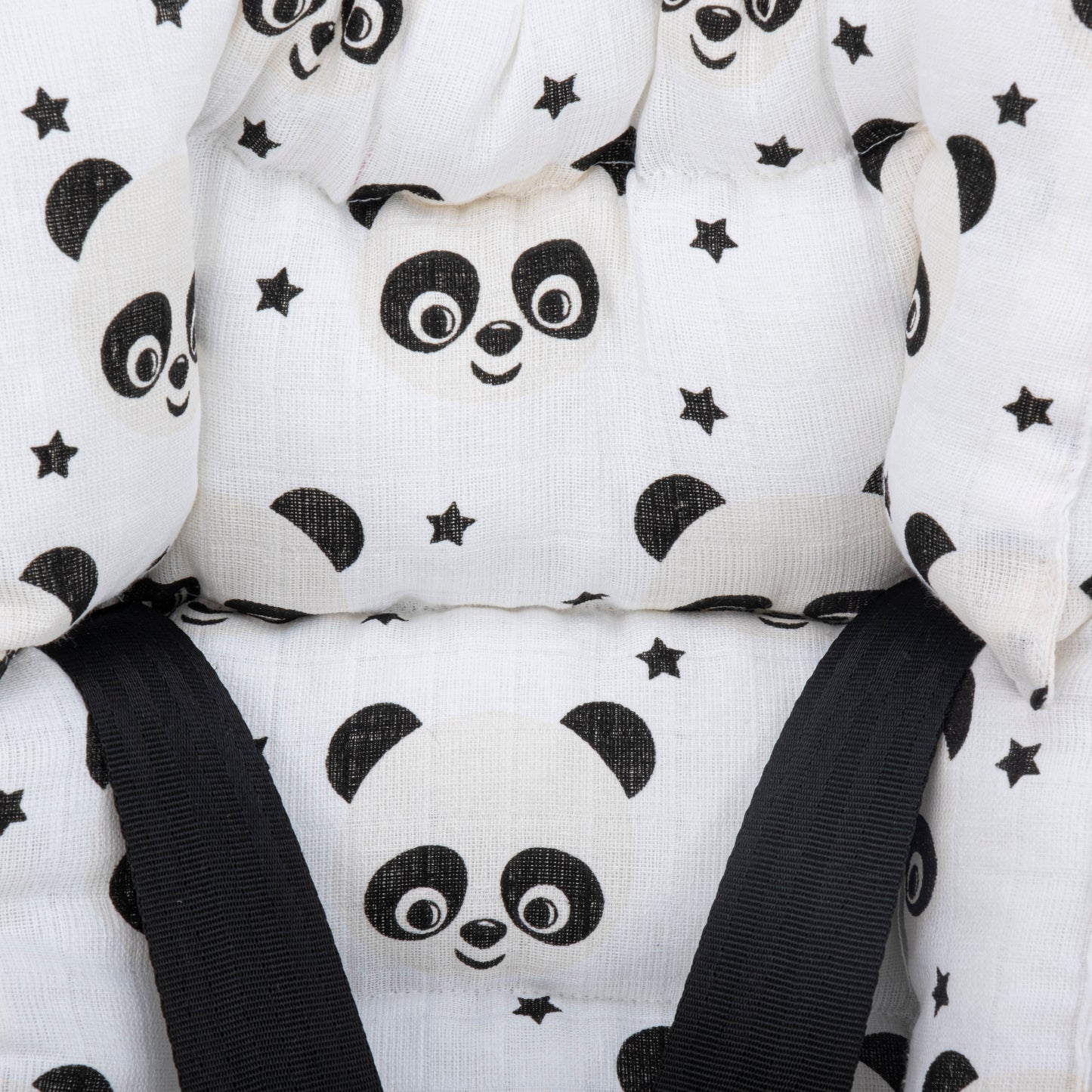 Stroller Cover Set - Double Side - Cream Knitted - Panda