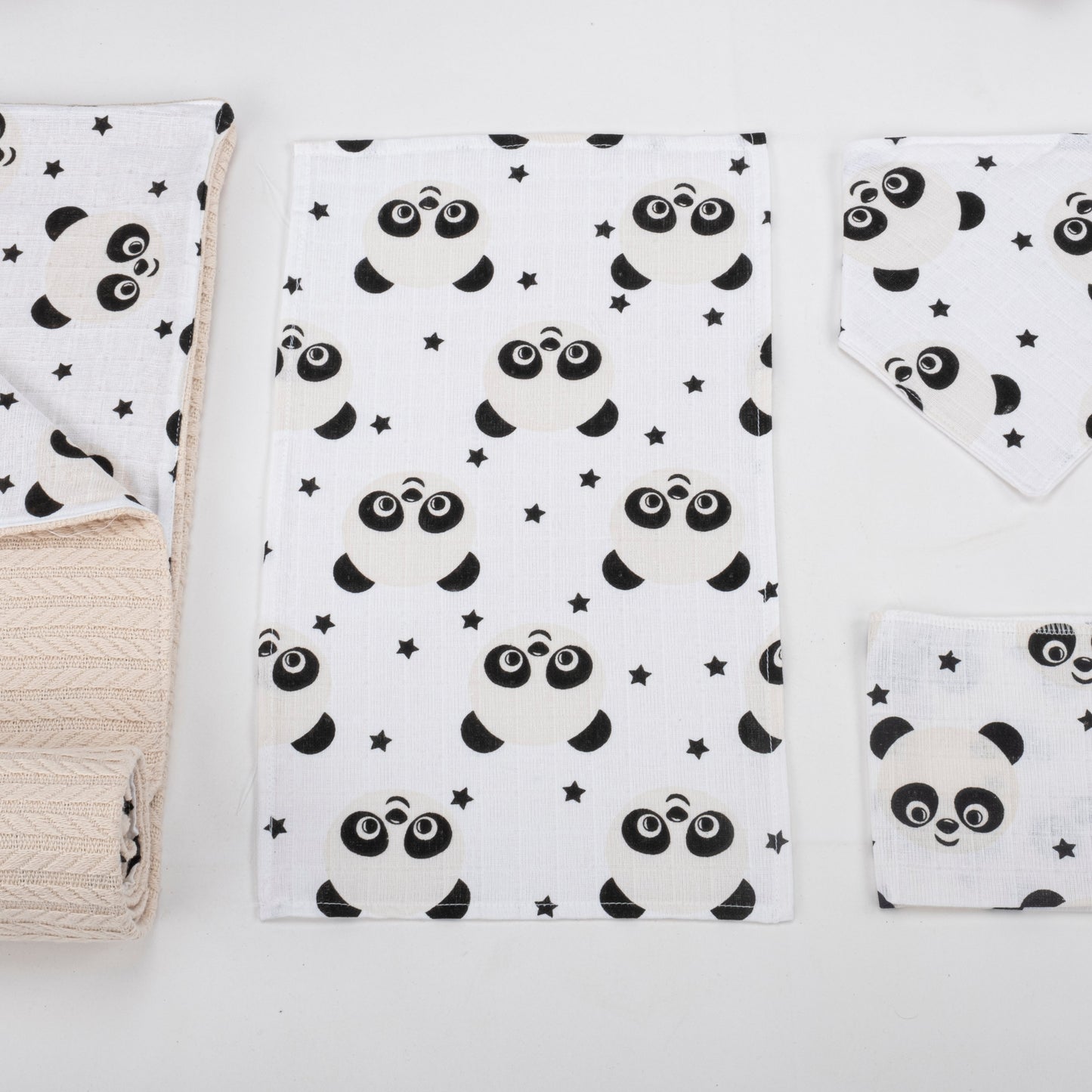 9 Piece - Newborn Sets - Winter - Cream Knitting - Panda