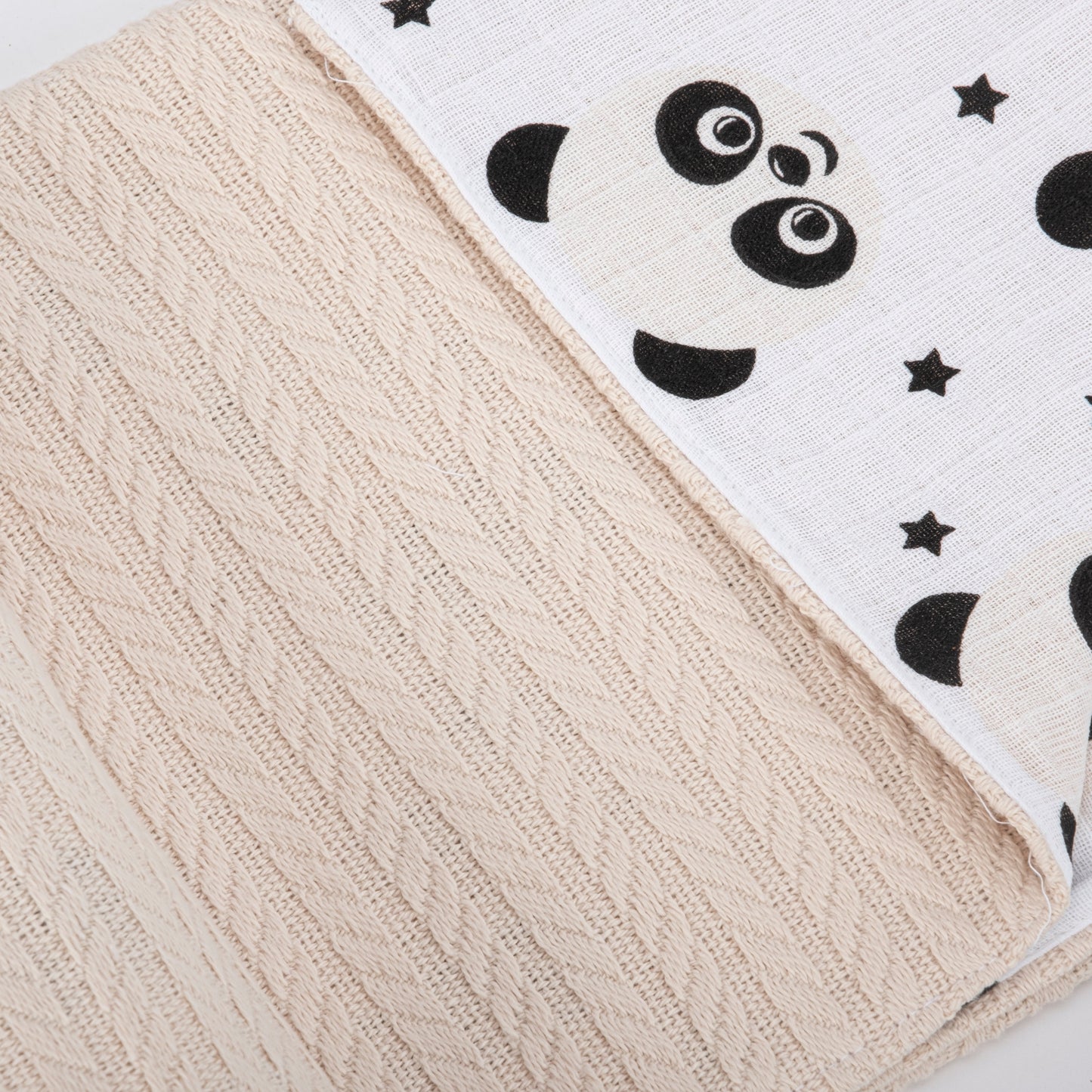 Pique Blanket - Double Side - Cream Knit - Panda