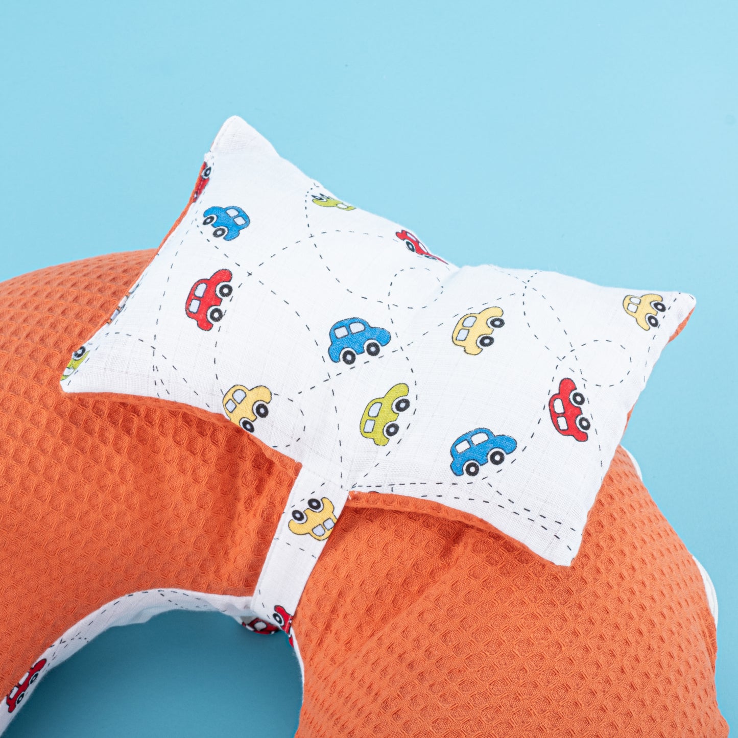 Breastfeeding Pillow - Orange Honeycomb - Colorful Cars