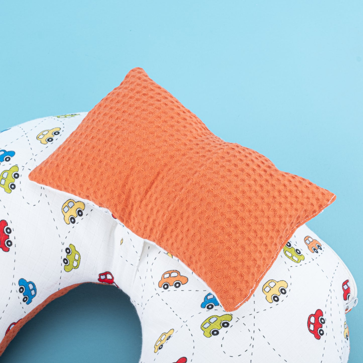Breastfeeding Pillow - Orange Honeycomb - Colorful Cars