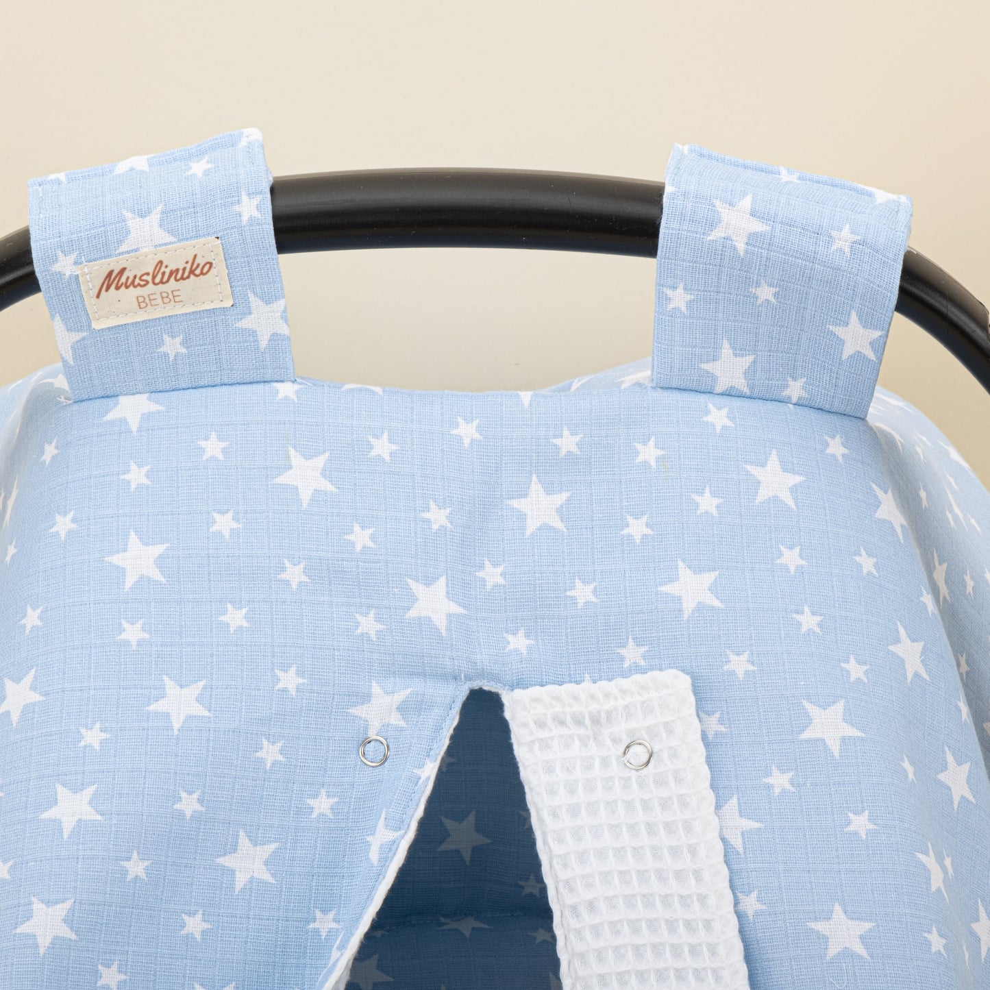Stroller Cover Set - Double Side - White Honeycomb - Blue Little Stars
