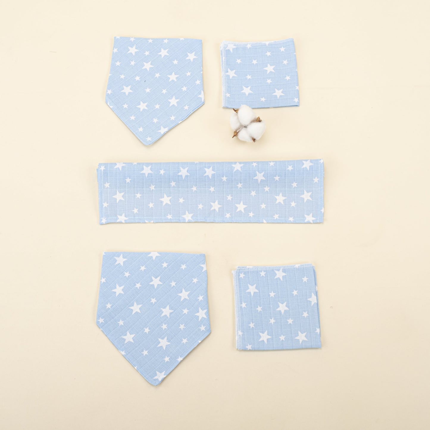 9 Piece - Newborn Sets - Winter - White Honeycomb - Blue Tiny Stars