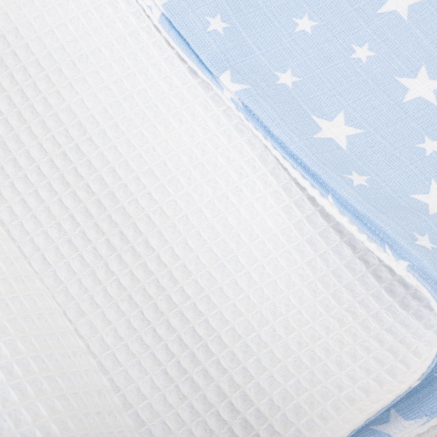 Pique Blanket - Double Side - White Honeycomb - Blue Tiny Stars
