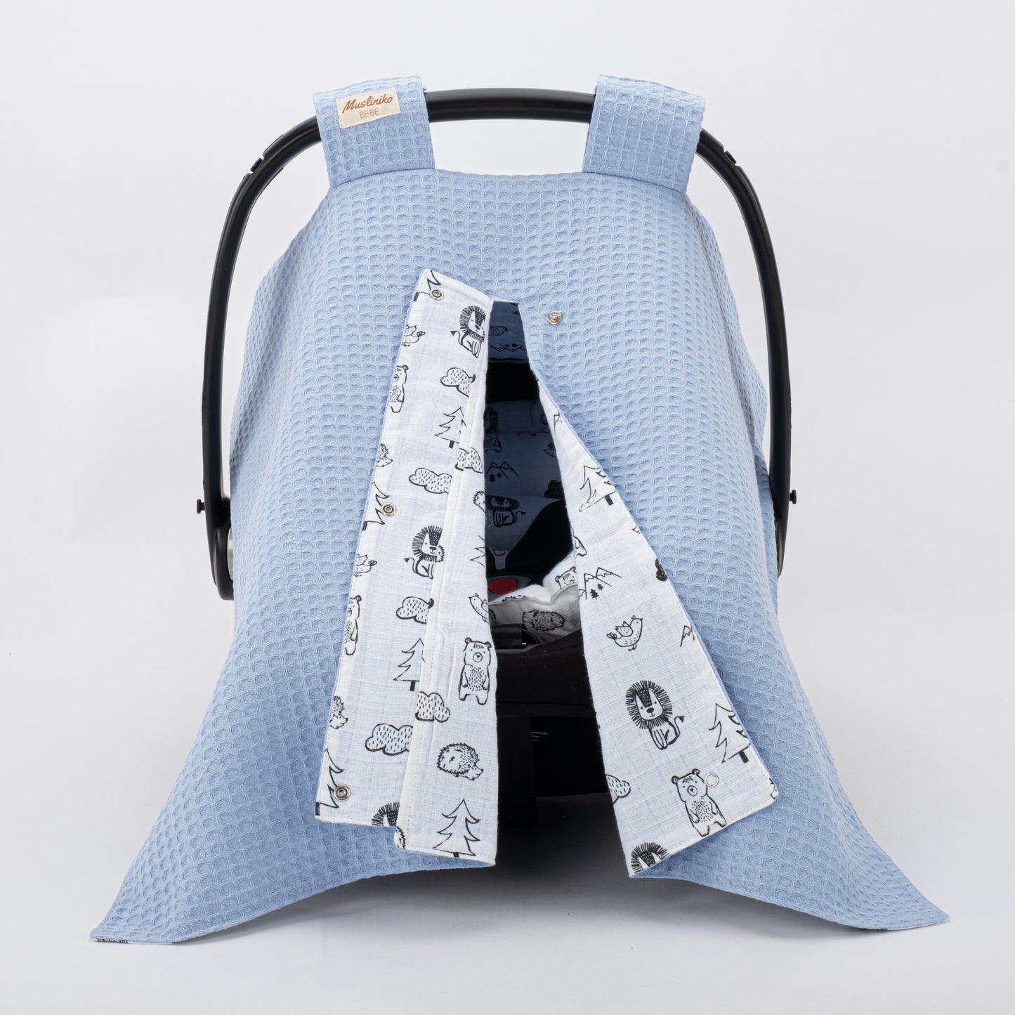 Stroller Cover Set - Double Side - Blue Honeycomb - Minimal Forest