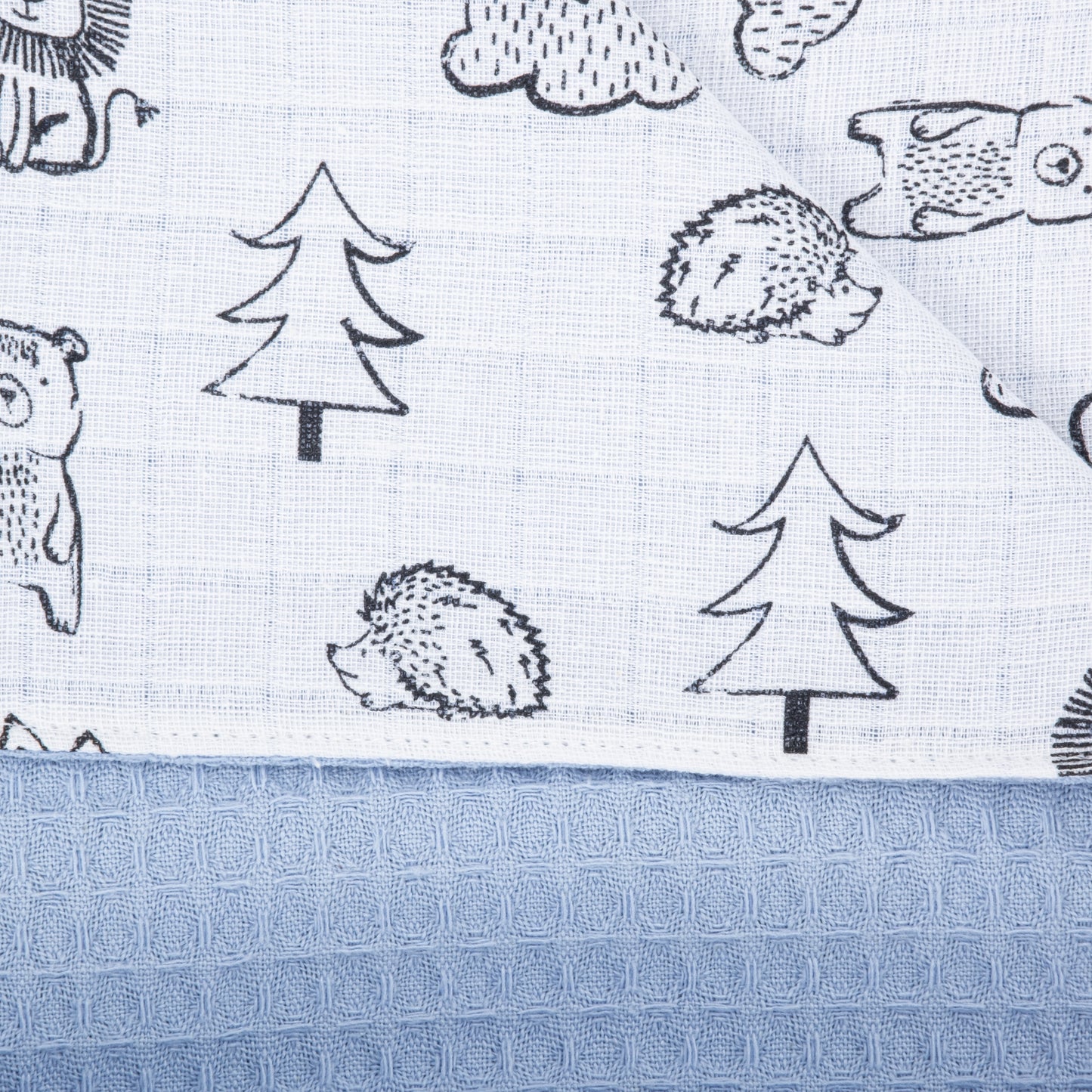 Pique Blanket - Double Side - Blue Honeycomb - Minimal Forest