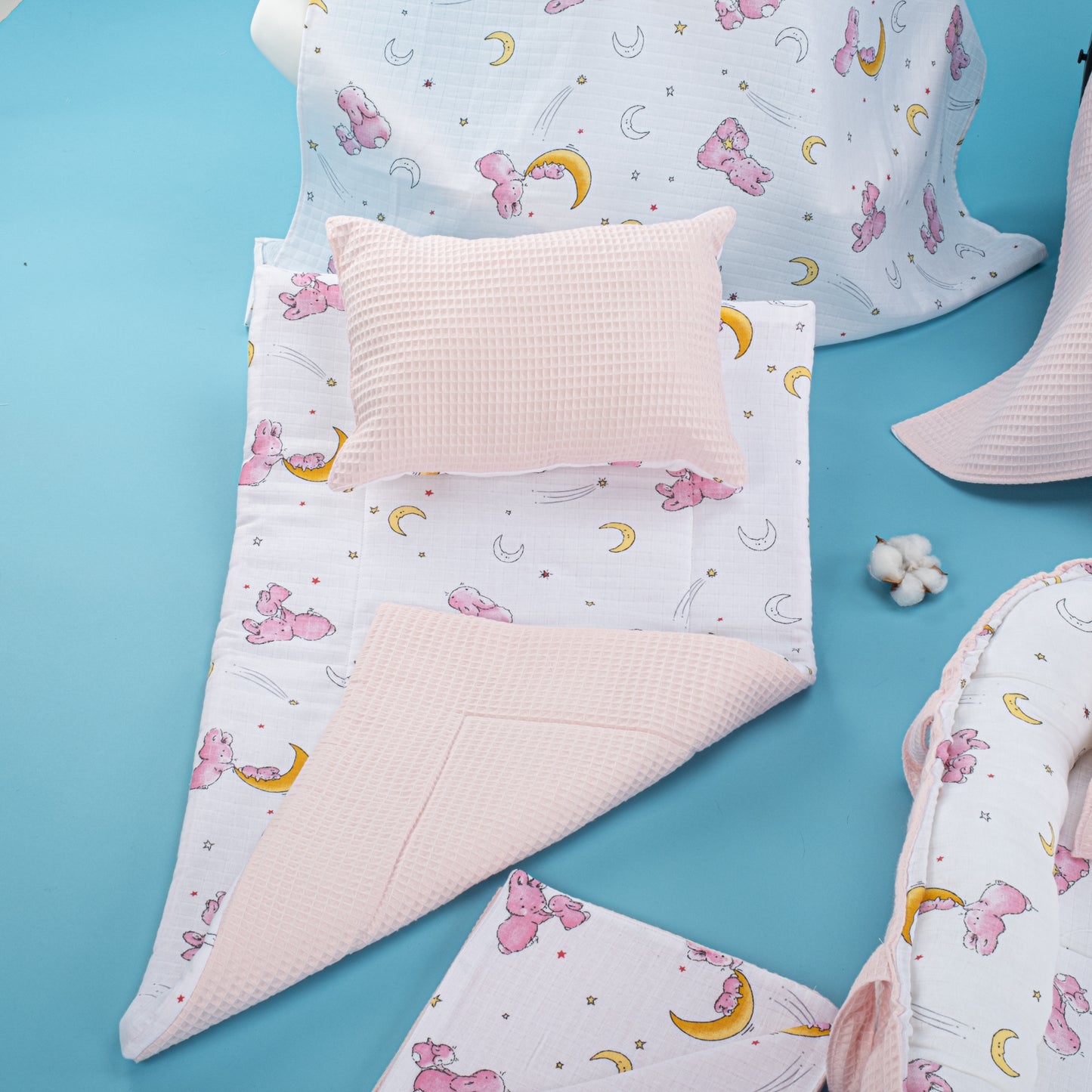15 Piece Full Set - Newborn Sets - Pink Honeycomb - Pink Rabbit