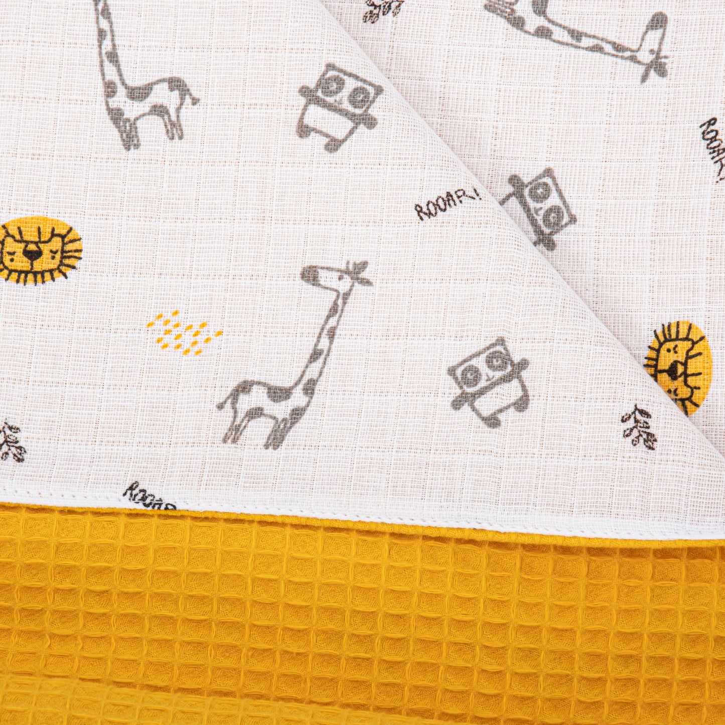 Pique Blanket - Double Side - Mustard Honeycomb - Giraffe