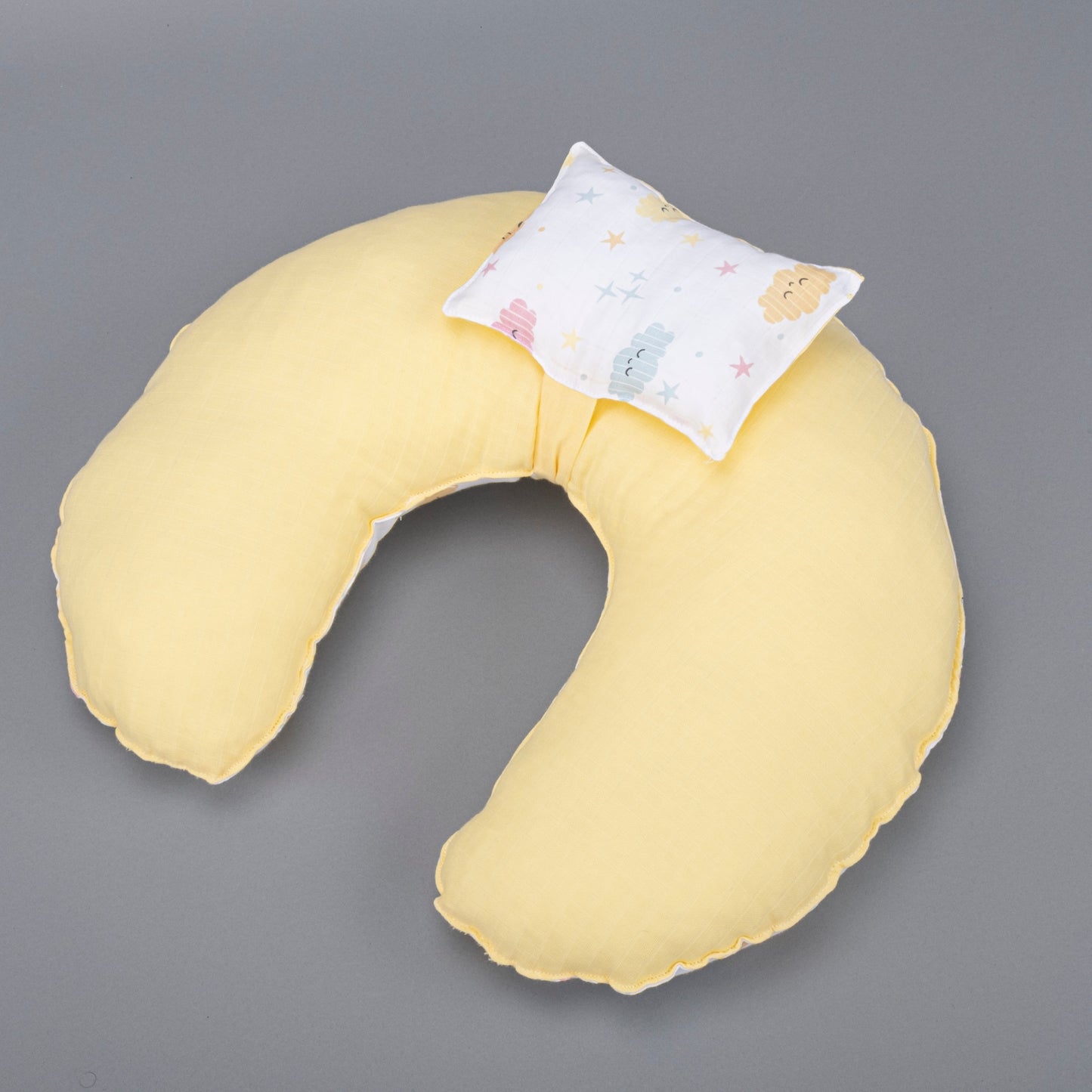 Breastfeeding Pillow - Yellow Muslin - Yellow Cloud