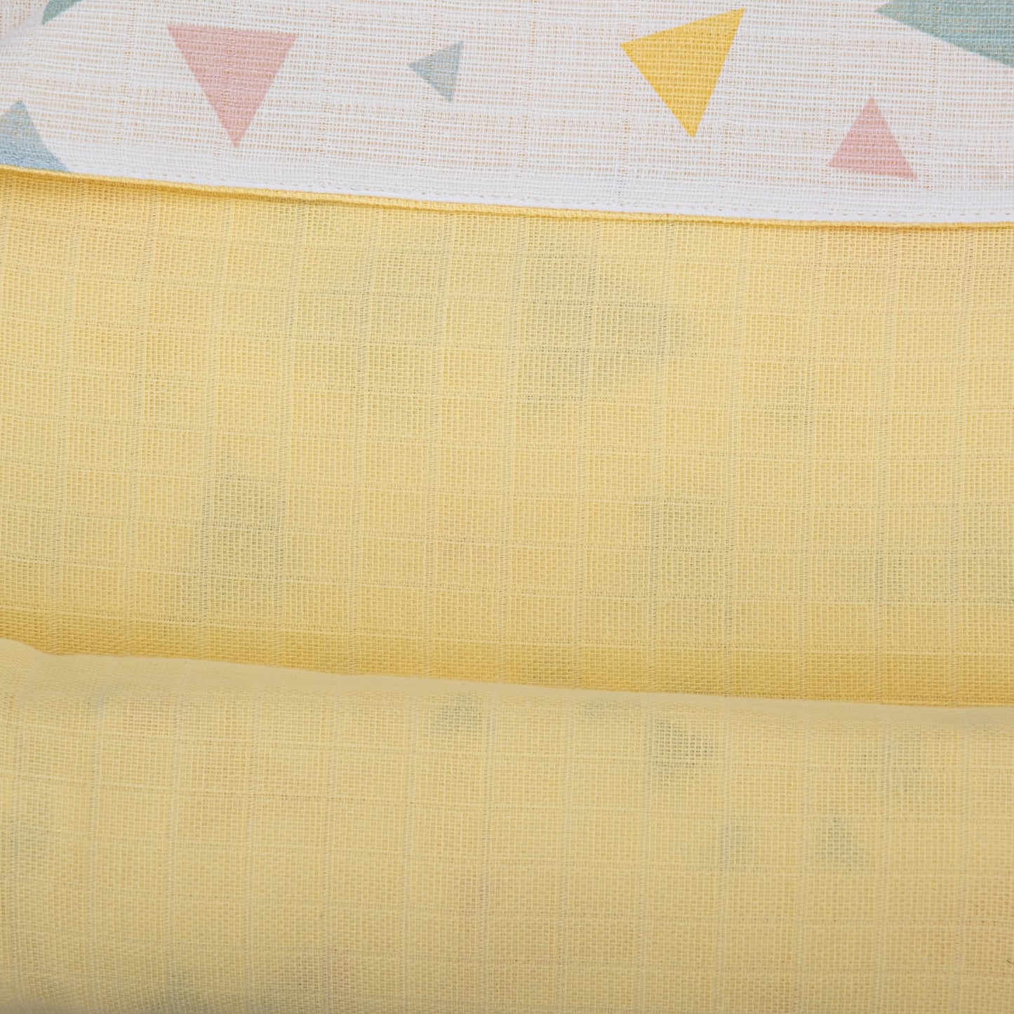Double Side Muslin Cover - Yellow Muslin - Colored Triangles