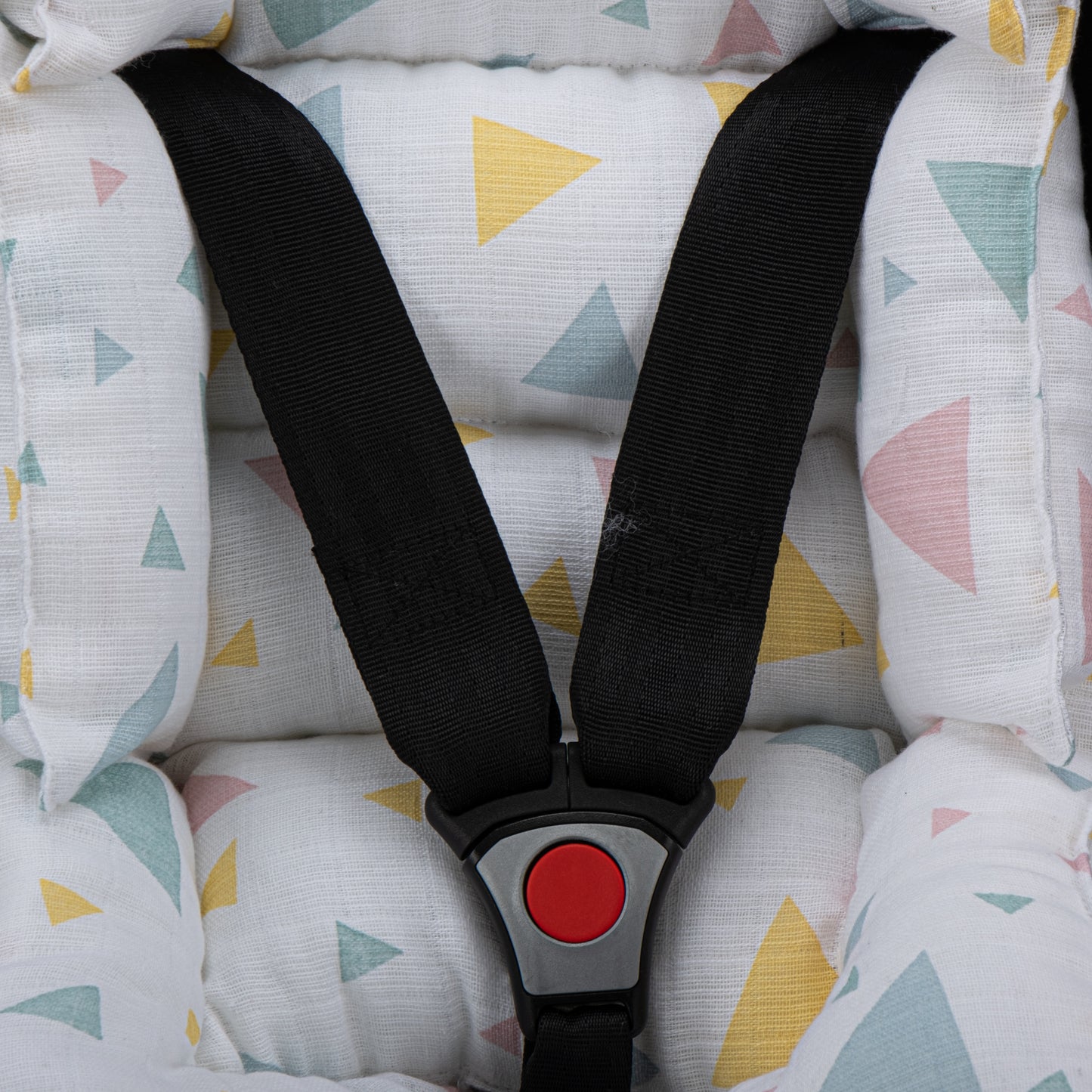 Stroller Cover Set - Double Side - Yellow Muslin - Colored Triangles