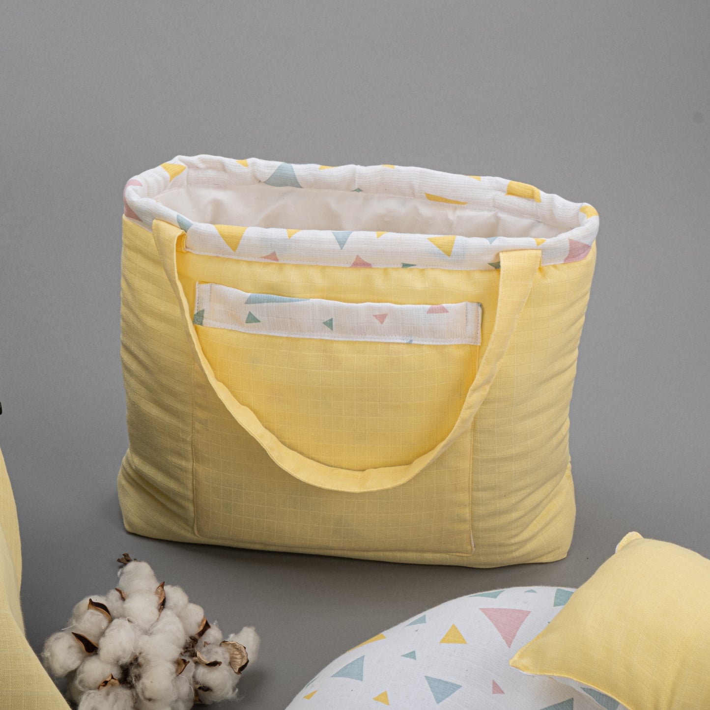 15 Piece Full Set - Newborn Sets - Yellow Muslin - Colored Triangles