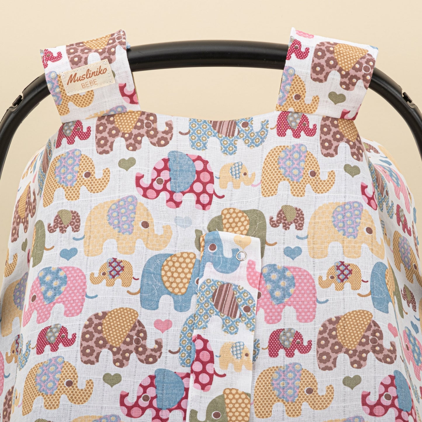 Stroller Cover Set - Single Side - Colorful Elephants