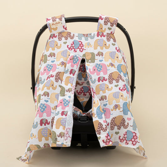 Stroller Cover Set - Single Side - Colorful Elephants