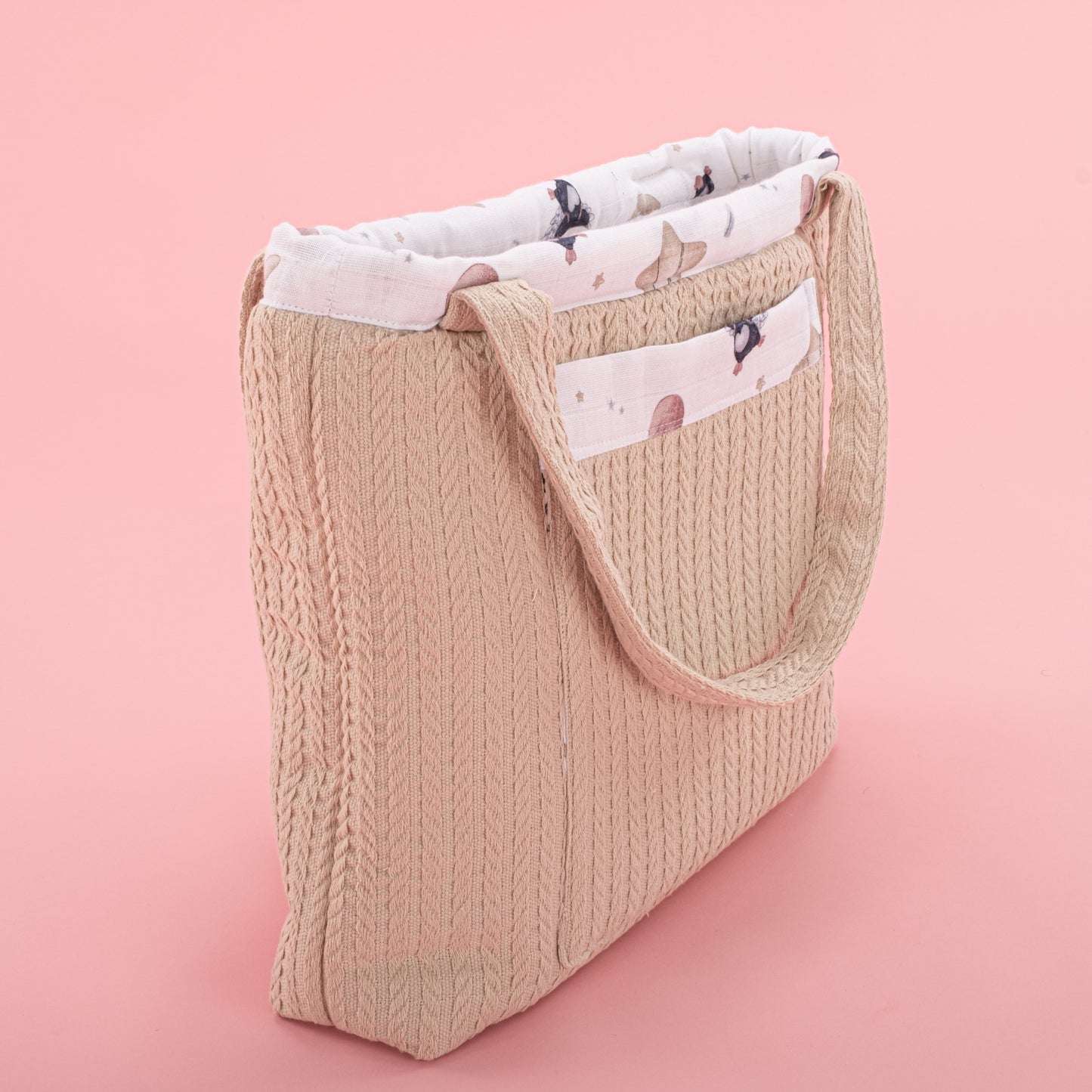 Baby Care Bag - Milk Brown Knitting - Penguin