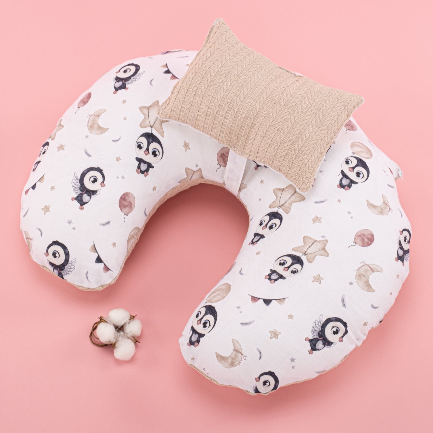 Breastfeeding Pillow - Milk Brown Knitting - Penguin