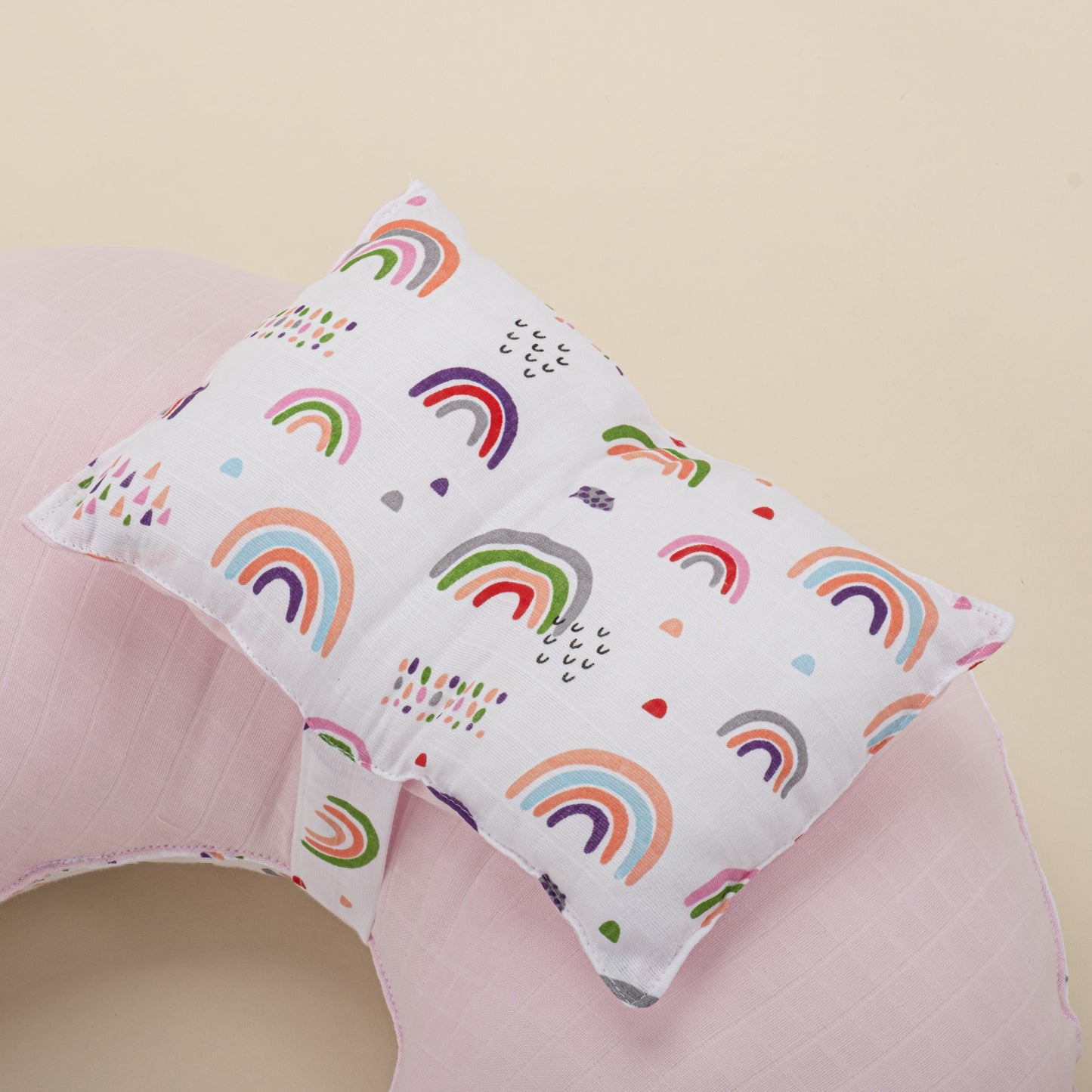 Breastfeeding Pillow - Pink Muslin - Pink Little Rainbow