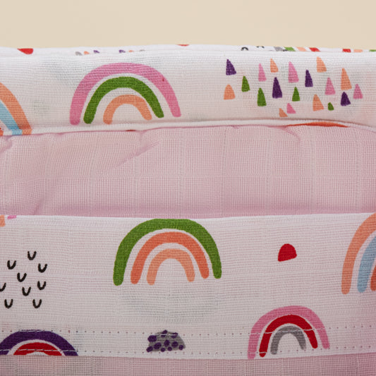 Baby Care Bag - Pink Muslin - Pink Little Rainbow