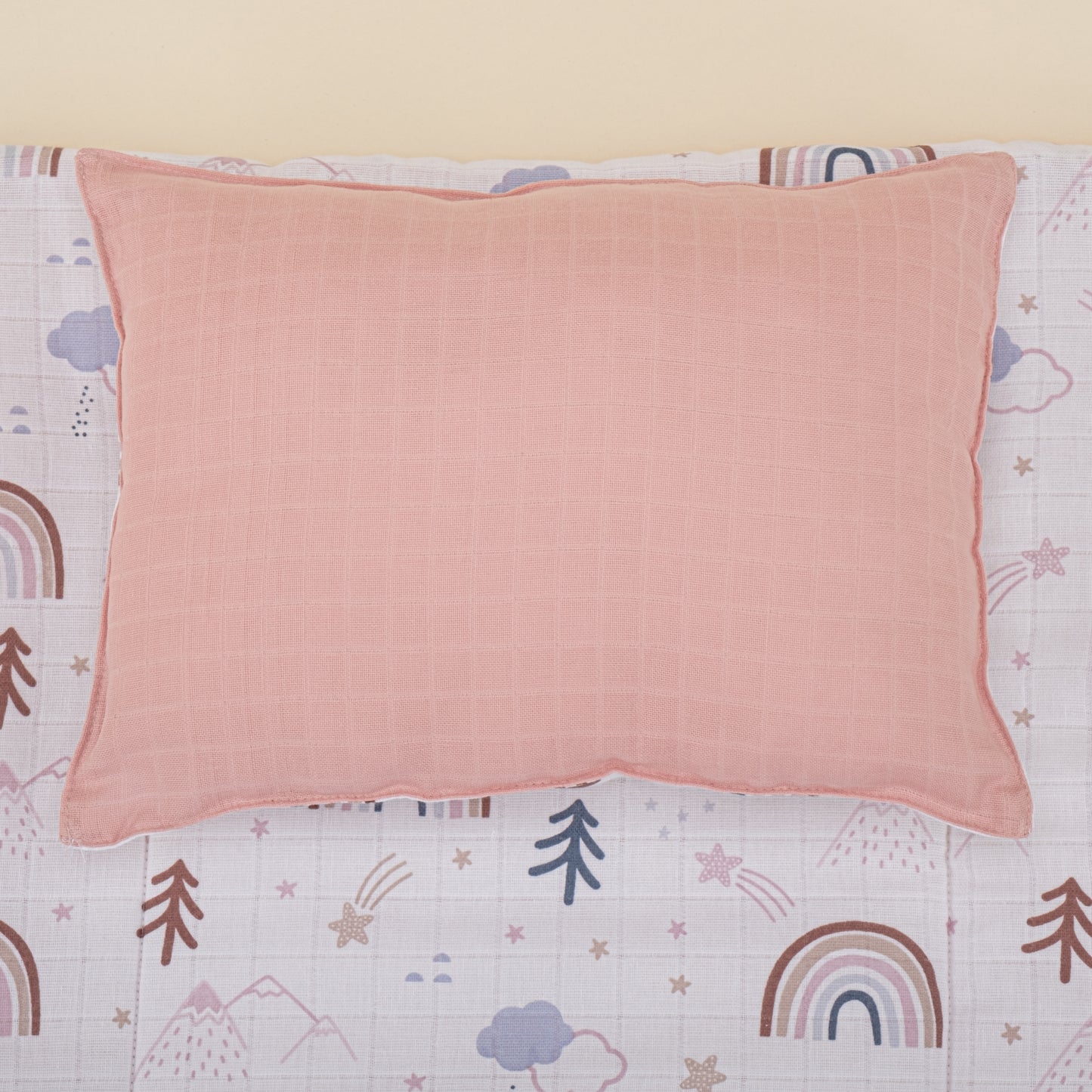Double Side Changing Pad - Pink Muslin - Pastel Rainbow