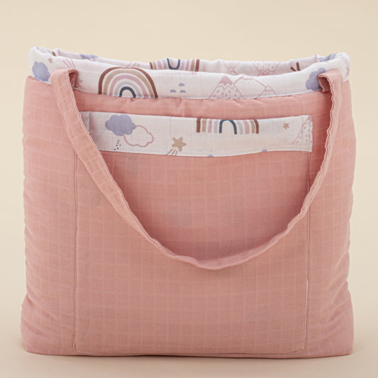 Baby Care Bag - Pink Muslin - Pastel Rainbow