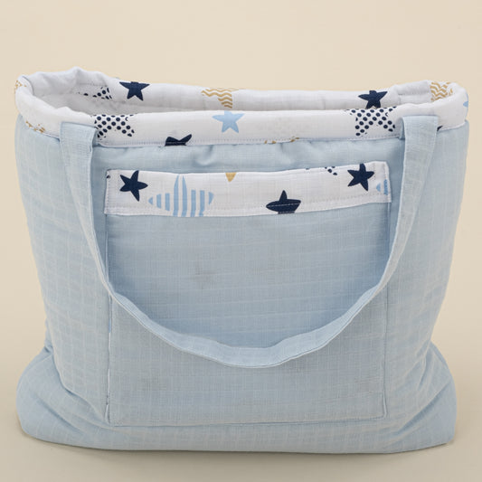 Baby Care Bag - Bebe Blue Muslin - Blue Star
