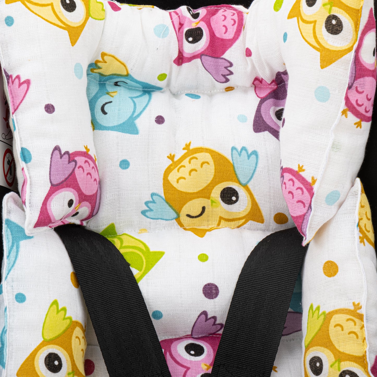 Stroller Cover Set - Double Side - Baby Pink Muslin - Owl