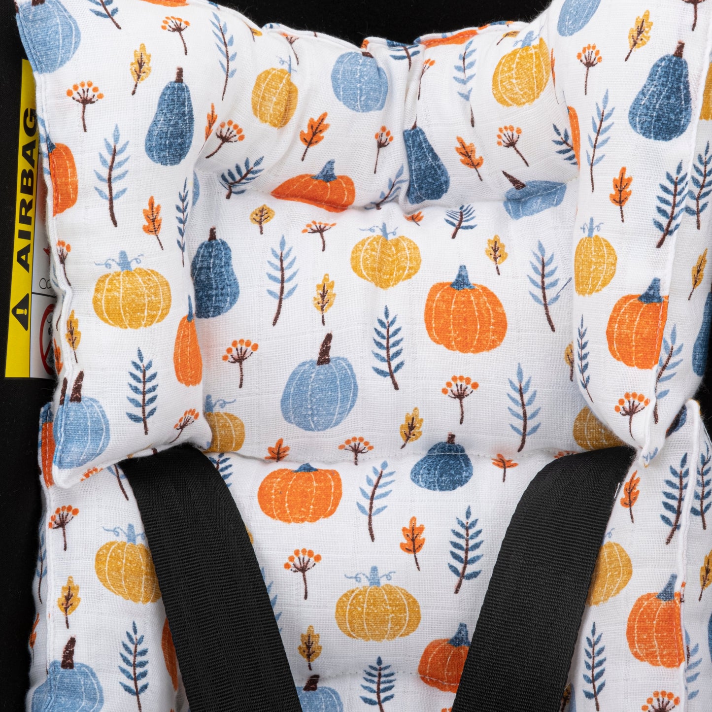 Stroller Cover Set - Double Side - Indigo Honeycomb - Orange Pumpkin