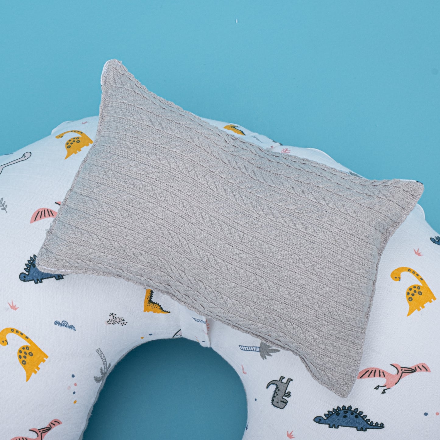 Breastfeeding Pillow - Gray Knit - Dinosaur