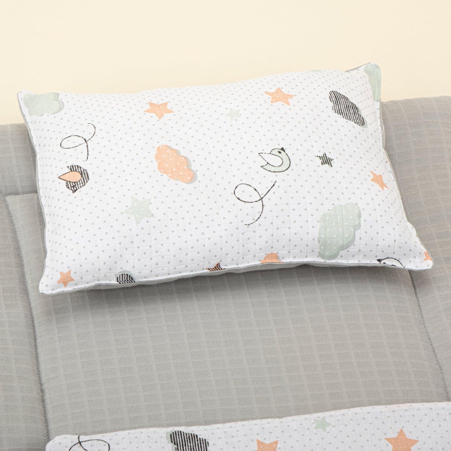 Double Side Changing Pad - Gray Muslin - Birds