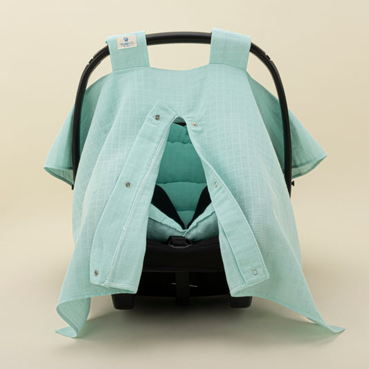 Stroller Cover Set - Single Side - Green Muslin
