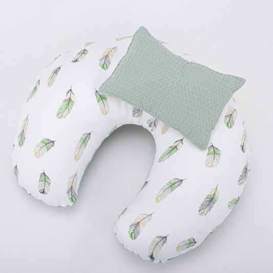 Breastfeeding Pillow - Mint Honeycomb - Green Feather