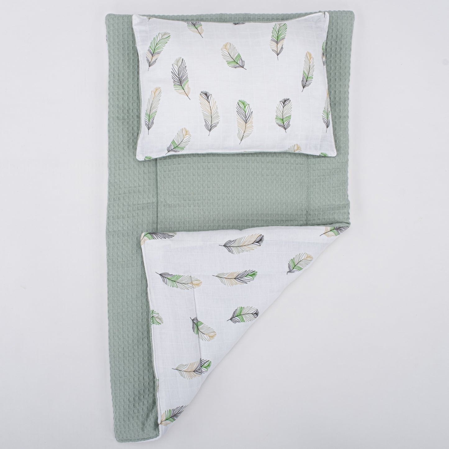 Double Side Changing Pad - Mint Honeycomb - Green Feather