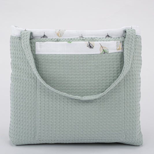 Baby Care Bag - Mint Honeycomb - Green Feather