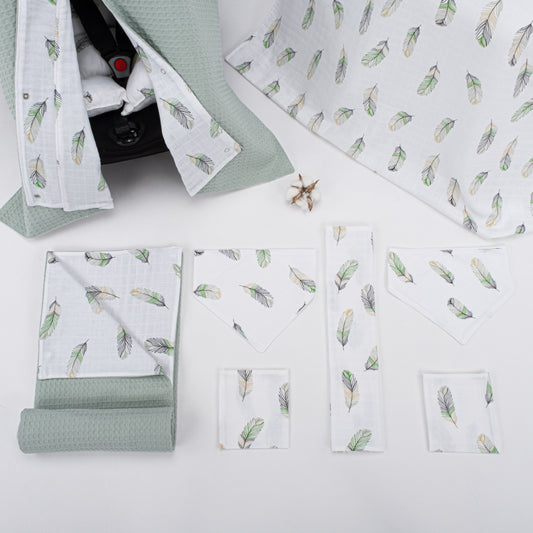 9 Piece - Newborn Sets - Winter - Mint Honeycomb - Green Feather