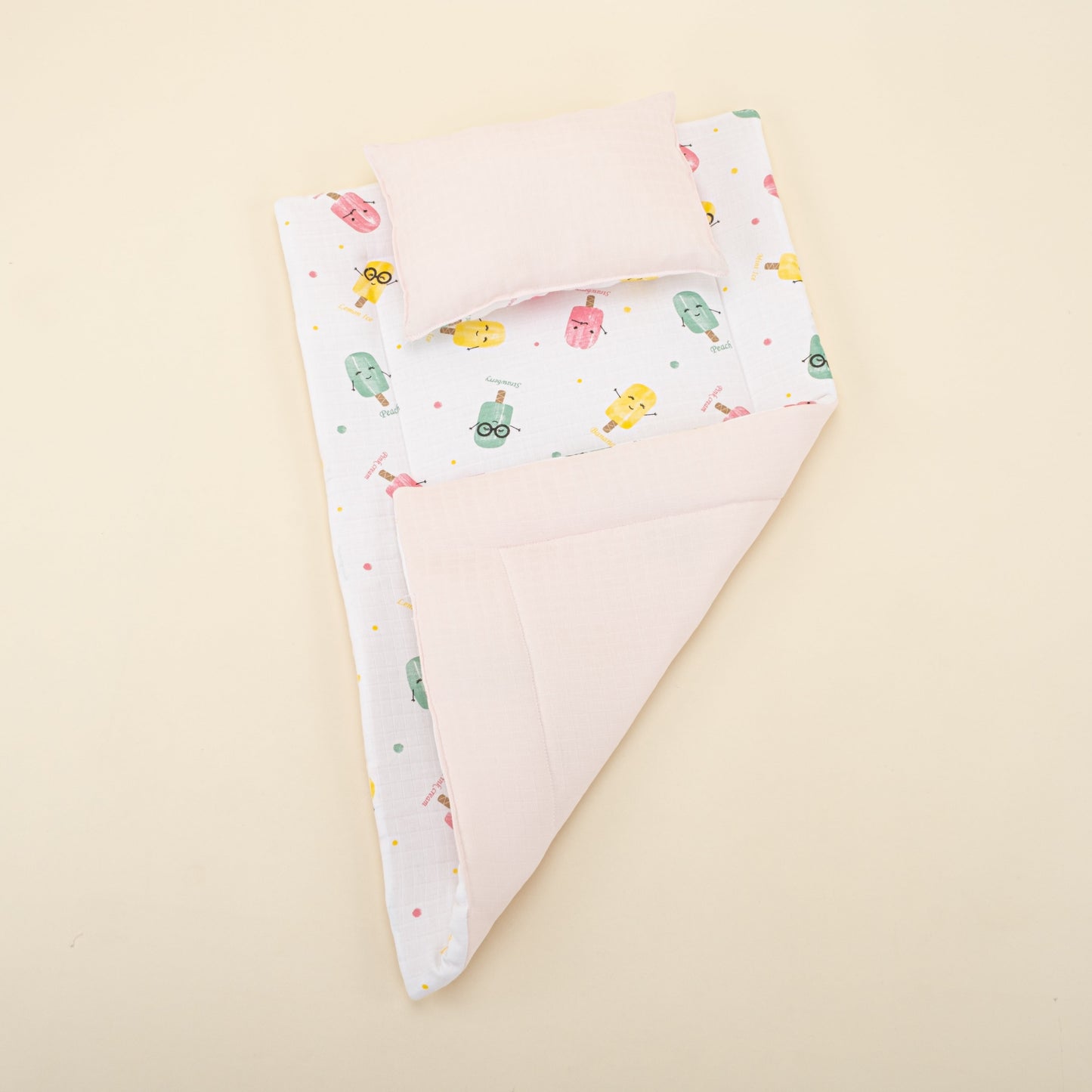 Double Side Changing Pad - Bebe Pink Muslin - Ice Cream