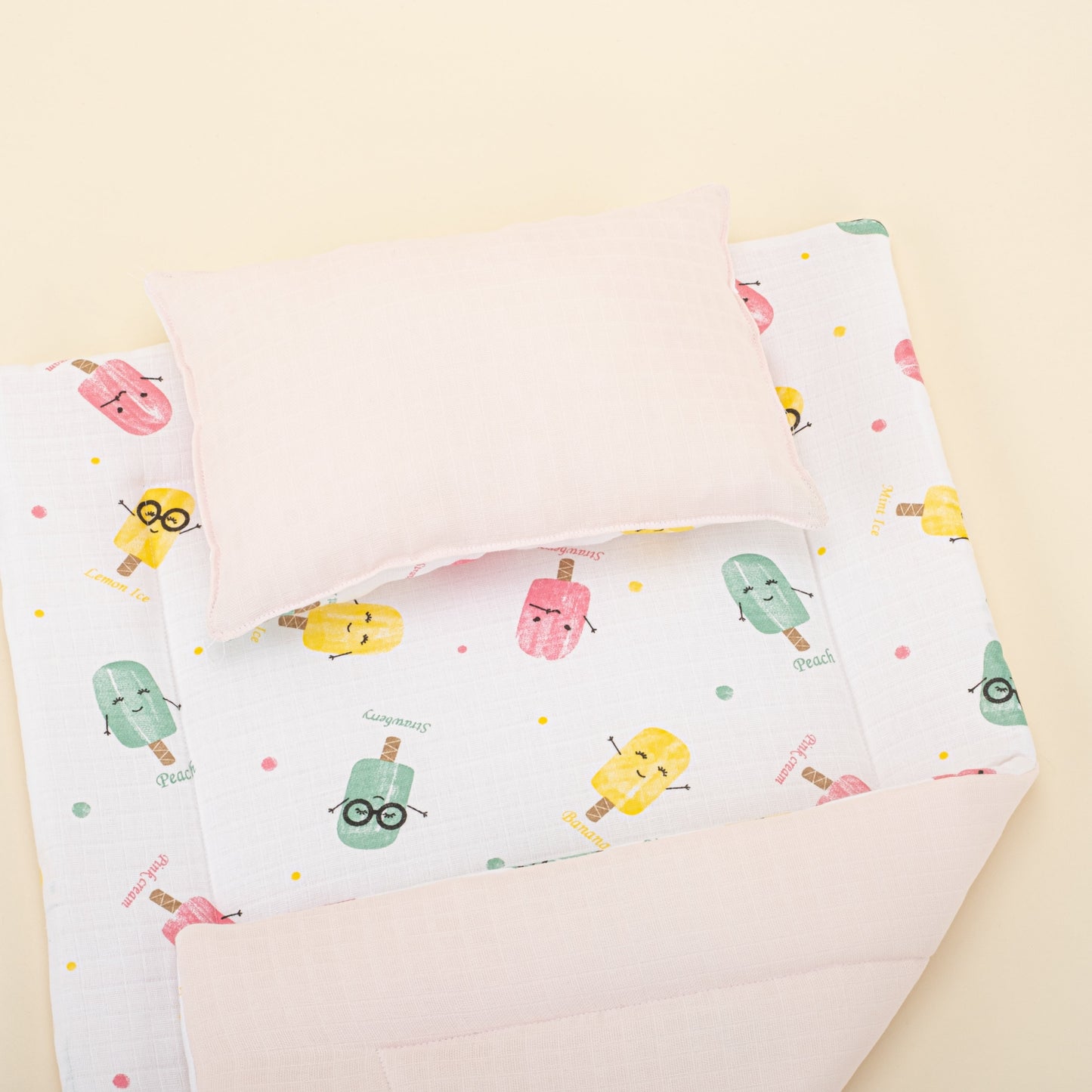 Double Side Changing Pad - Bebe Pink Muslin - Ice Cream