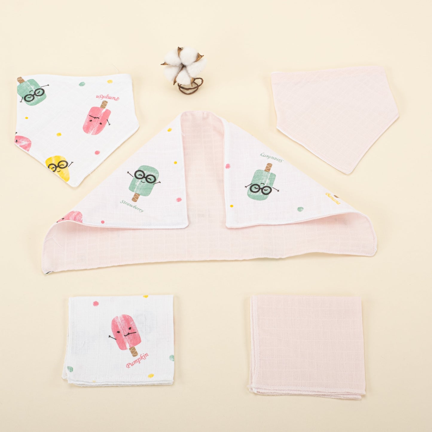 10 Piece - Newborn Sets - Seasonal - Bebe Pink Muslin - Ice Cream