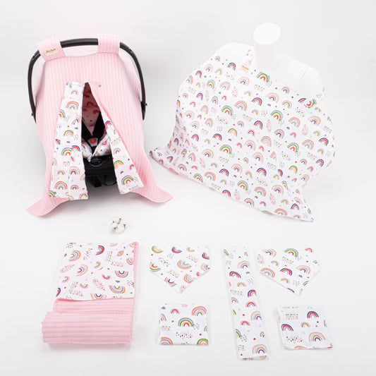 9 Piece - Newborn Sets - Winter - Pink Knitting - Pink Tiny Rainbow